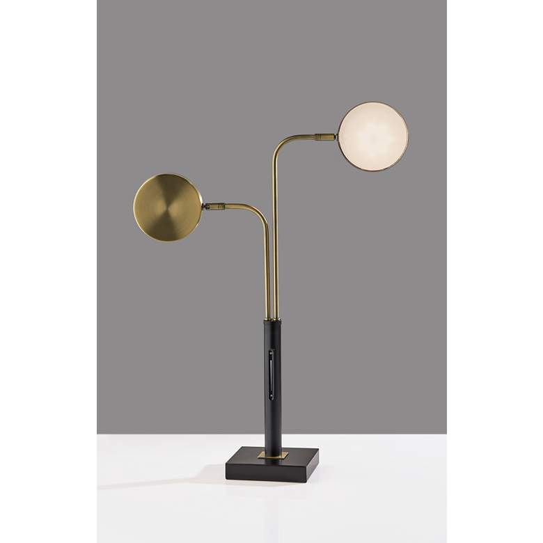 Image 3 Rowan Matte Black and Antique Brass LED Desk Lamp more views