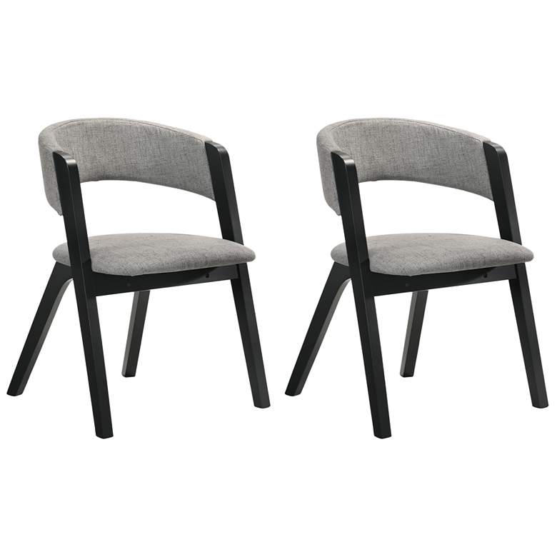 Image 1 Rowan Set of 2 Dining Chairs in Gray Upholstery and Black Finish