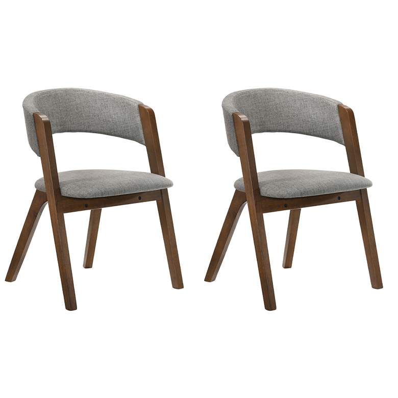 Image 1 Rowan Set of 2 Dining Chairs in Gray Upholstery and Walnut Finish
