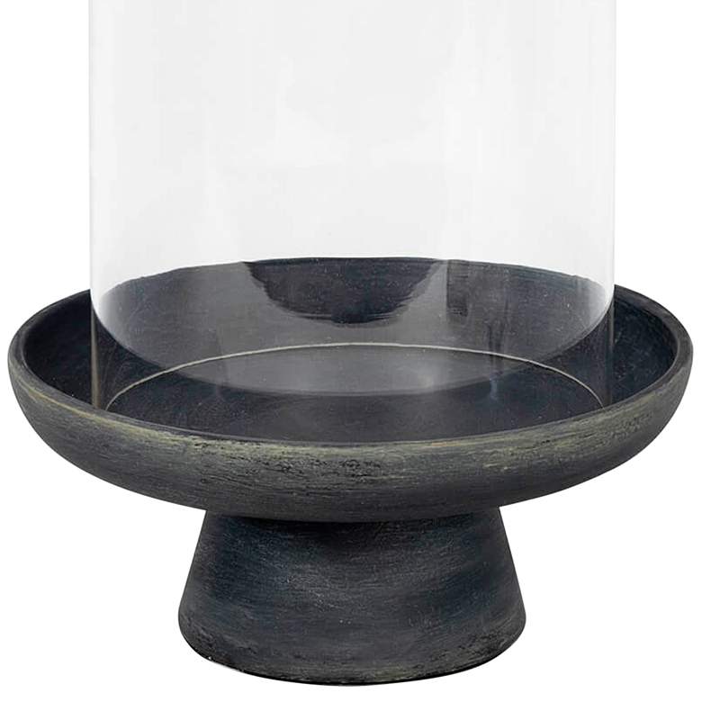 Image 2 Rowe Clear Glass Black Ceramic Small Pillar Hurricane more views