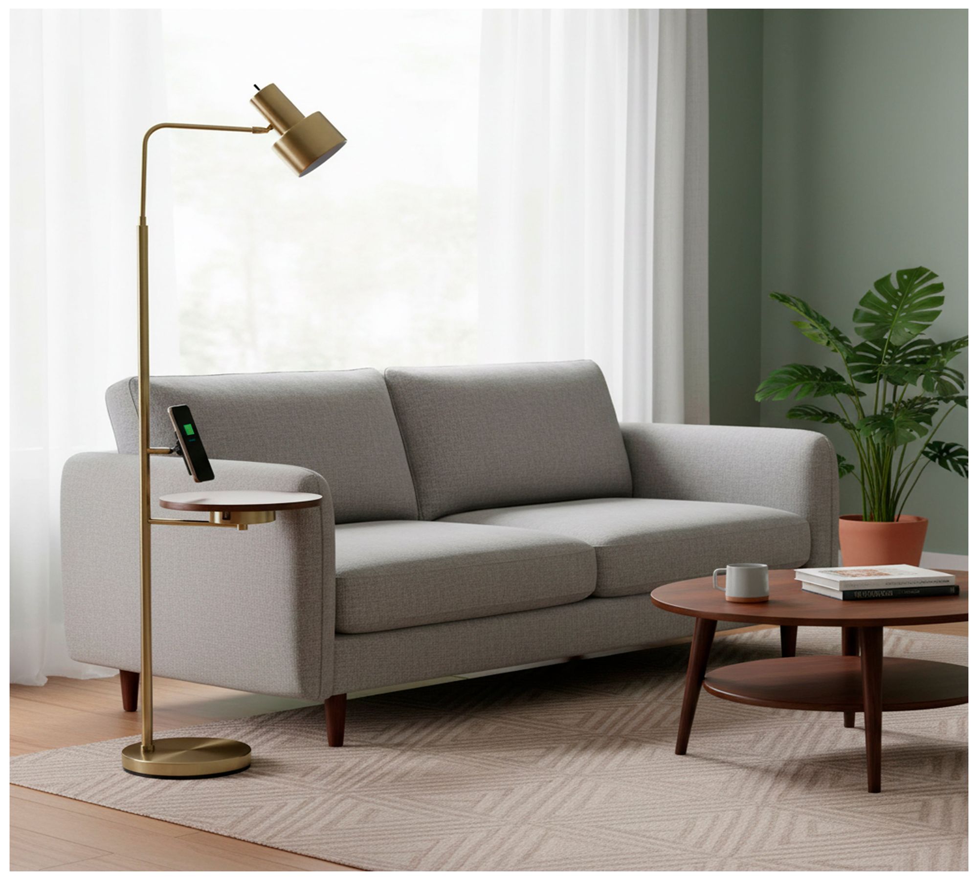 Image 2 Rowe Wireless Charging Floor Lamp with Table more views