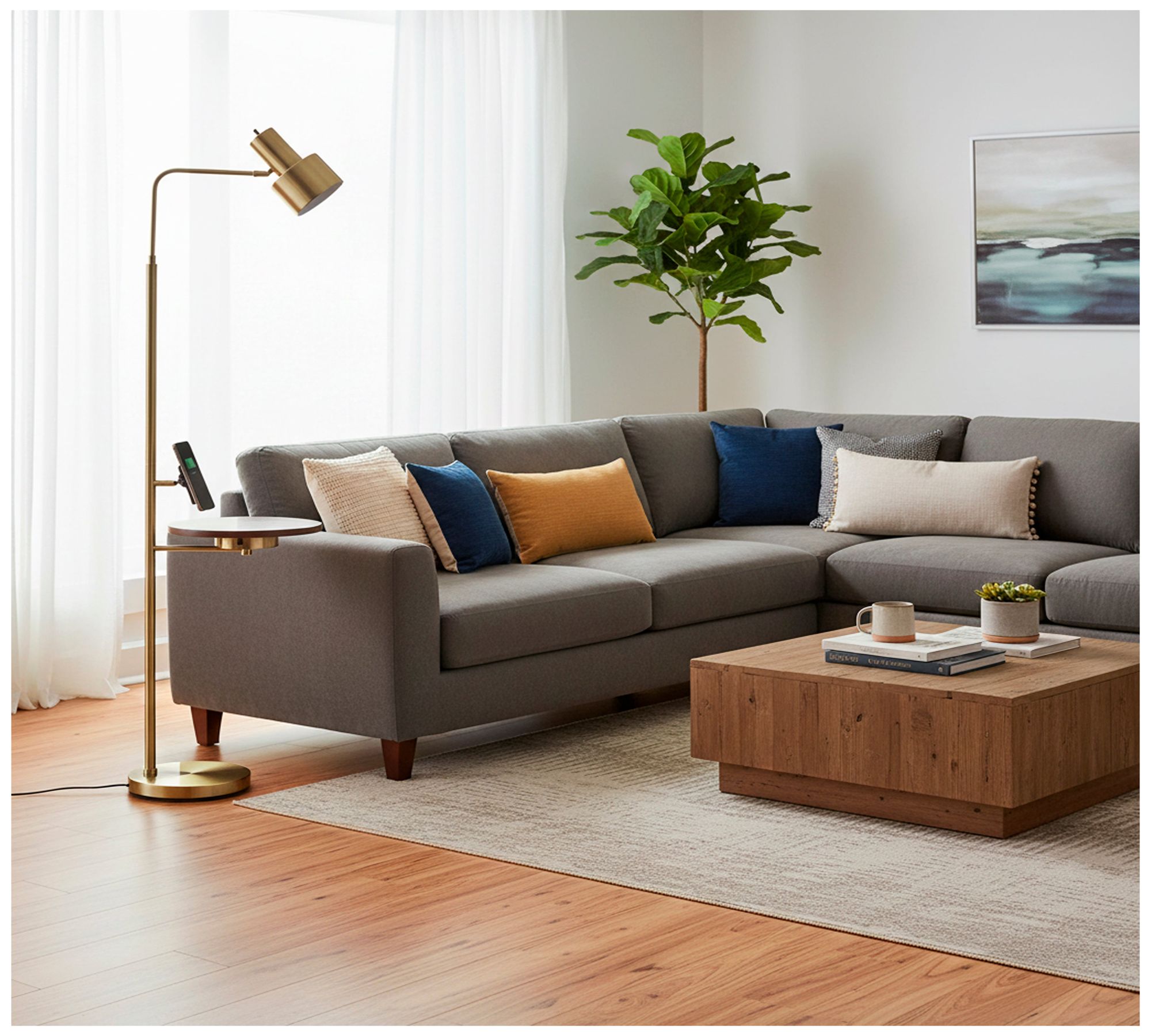 Image 3 Rowe Wireless Charging Floor Lamp with Table more views