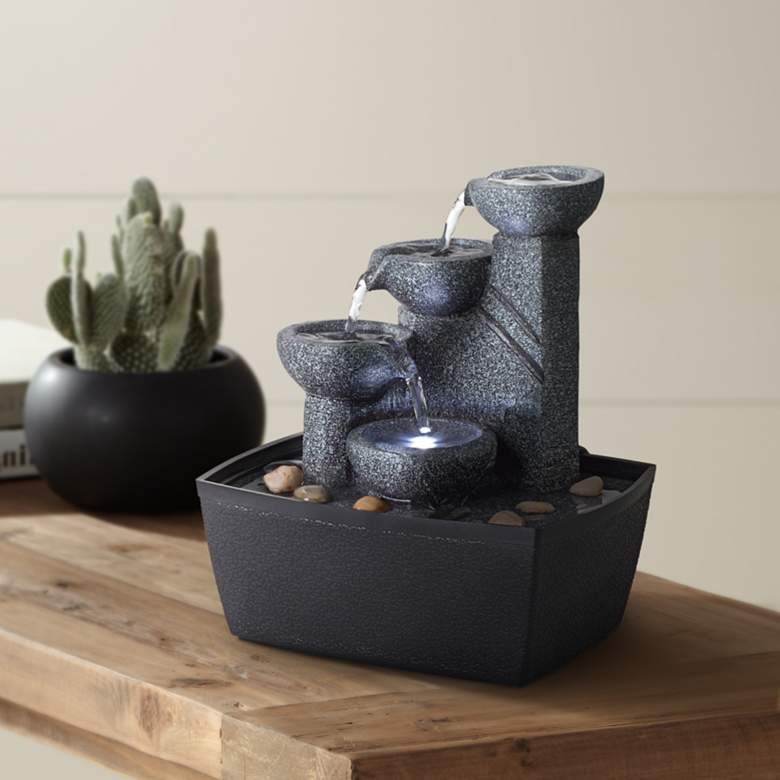 Image 1 Rowell 7 1/2" High Tabletop Fountain with Light