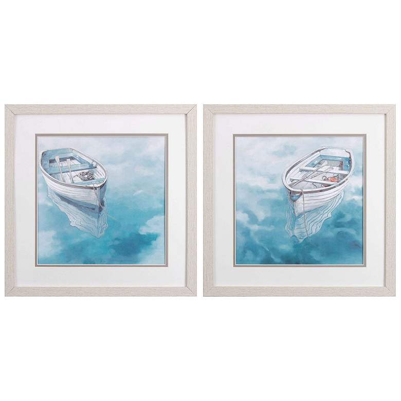 Image 1 Rowing Boat Blues 17"W x 17"H Framed Art Set of 2