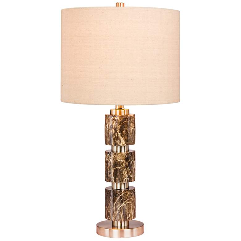 Image 1 Rowland 27" High Rose Gold and Green Faux Marble Stacked Table Lamp