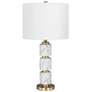 Rowland 27" High Satin Brass White Faux Marble Stacked Table Lamp