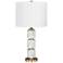 Rowland 27" High Satin Brass White Faux Marble Stacked Table Lamp