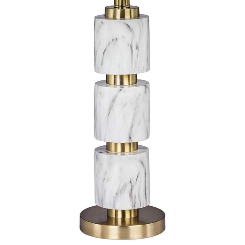 Image 2 Rowland 27 inch High Satin Brass White Faux Marble Stacked Table Lamp more views