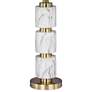 Rowland 27" High Satin Brass White Faux Marble Stacked Table Lamp
