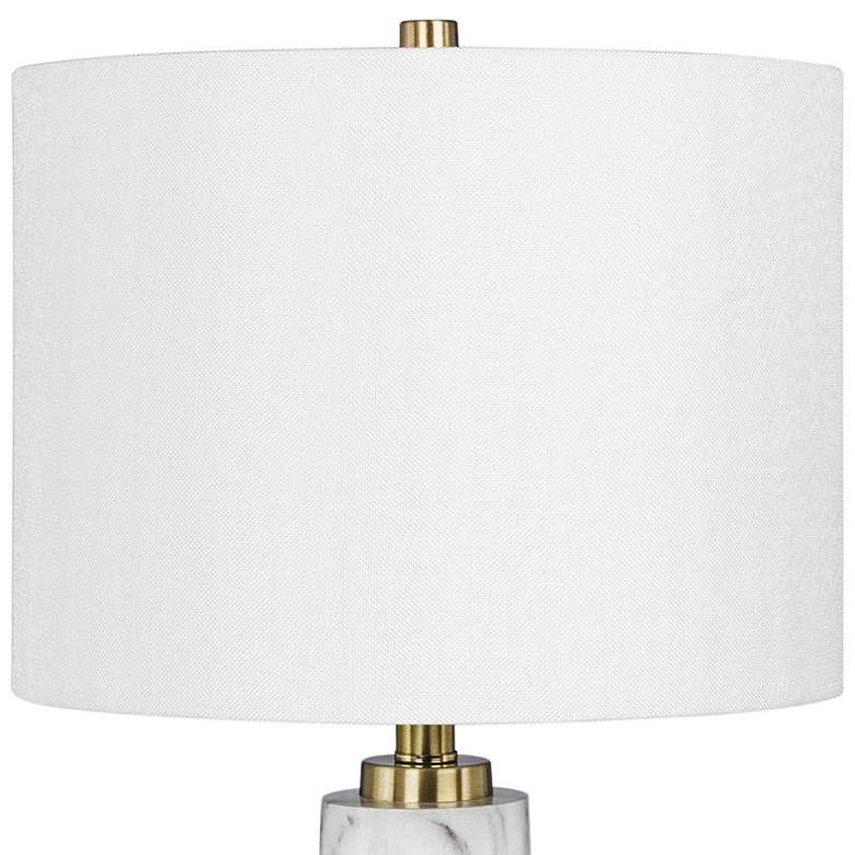 Image 3 Rowland 27 inch High Satin Brass White Faux Marble Stacked Table Lamp more views