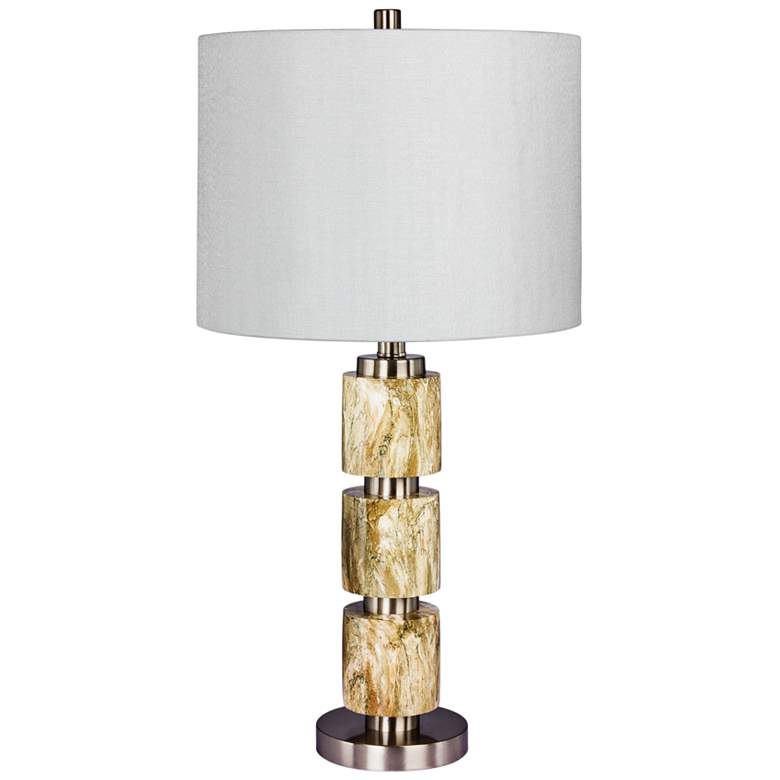 Image 1 Rowland Brown Faux Marble w/ Steel Stacked Table Lamp