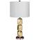 Rowland Brown Faux Marble w/ Steel Stacked Table Lamp
