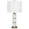 Rowland White Faux Marble w/ Satin Brass Stacked Table Lamp