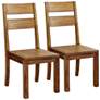 1_Rowlie Dark Oak Wood Slat Back Side Chairs Set of 2