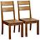 Rowlie Dark Oak Wood Slat Back Side Chairs Set of 2