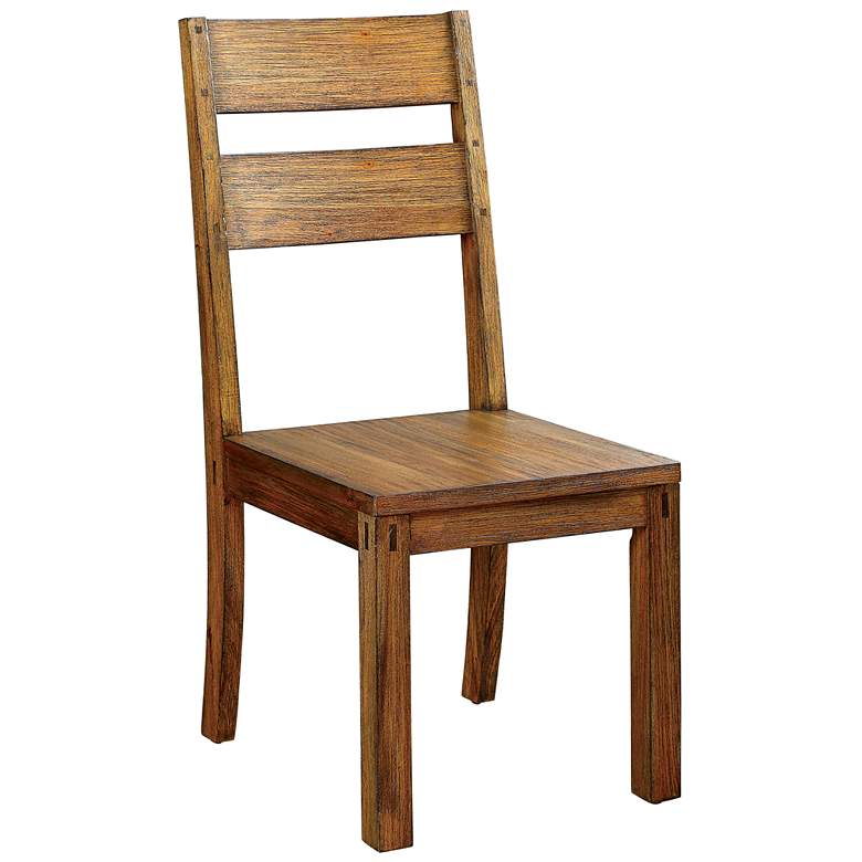 Image 3 Rowlie Dark Oak Wood Slat Back Side Chairs Set of 2 more views