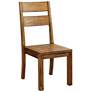 Rowlie Dark Oak Wood Slat Back Side Chairs Set of 2