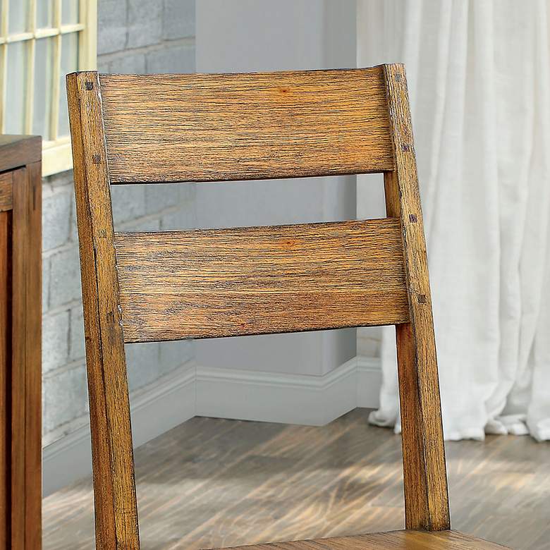 Image 4 Rowlie Dark Oak Wood Slat Back Side Chairs Set of 2 more views