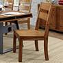 5_Rowlie Dark Oak Wood Slat Back Side Chairs Set of 2 more views