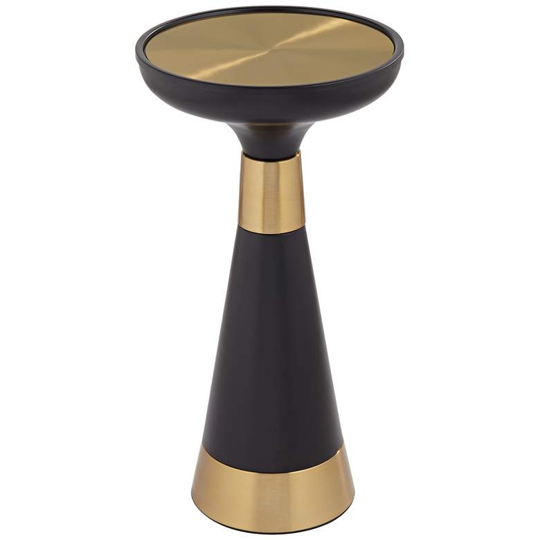 Image 2 Roxanne 13" Wide Black and Gold Metal Round Side Table