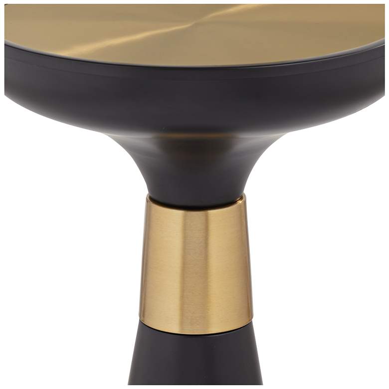 Image 4 Roxanne 13" Wide Black and Gold Metal Round Side Table more views