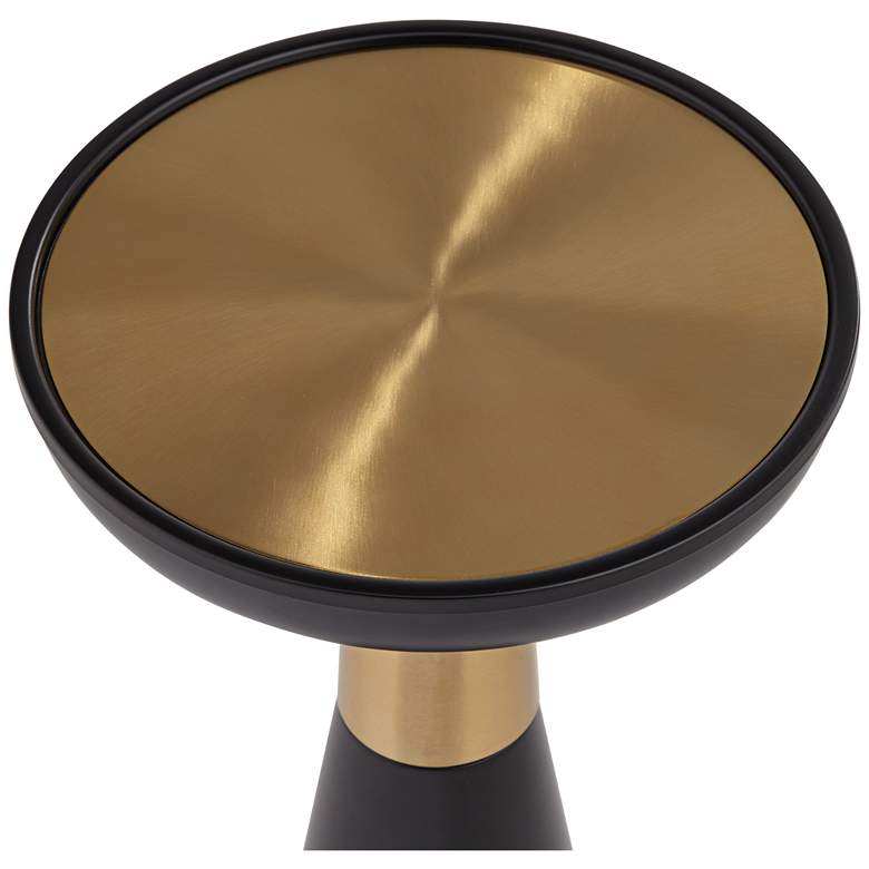 Image 5 Roxanne 13 inch Wide Black and Gold Metal Round Side Table more views