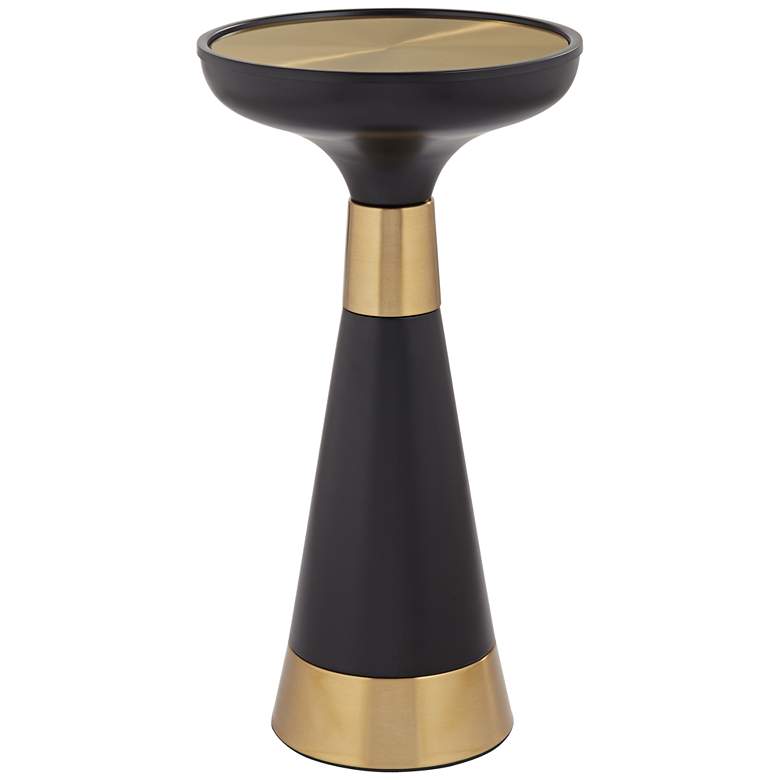 Roxanne 13&quot; Wide Black and Gold Metal Round Side Table more views