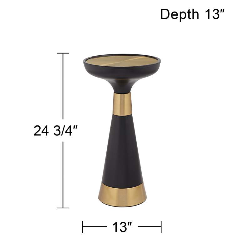 Image 7 Roxanne 13" Wide Black and Gold Metal Round Side Table more views