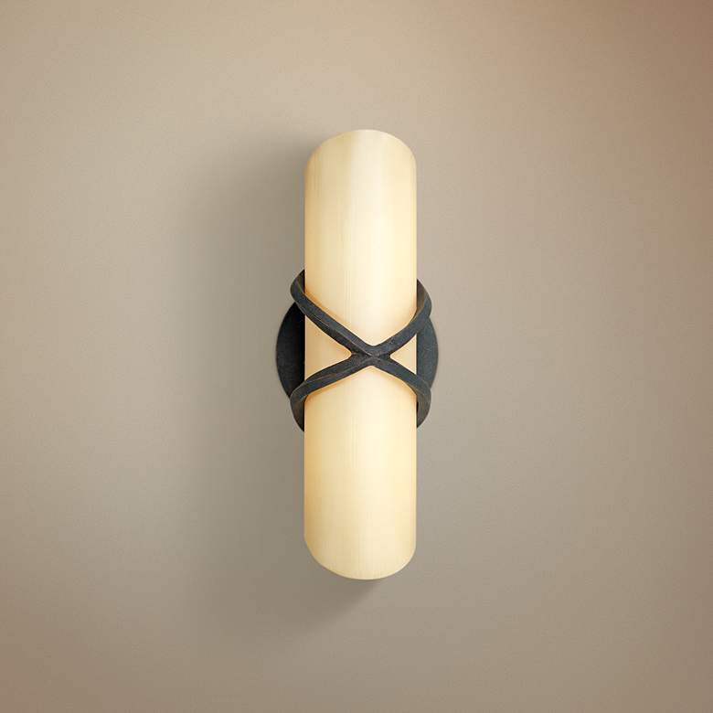 Image 1 Roxbury 11 1/2" High Textured Iron 2-Light Wall Sconce
