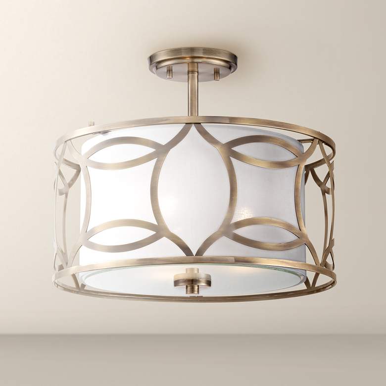 Image 1 Roxbury 16" Wide Antique Brass Ceiling Light