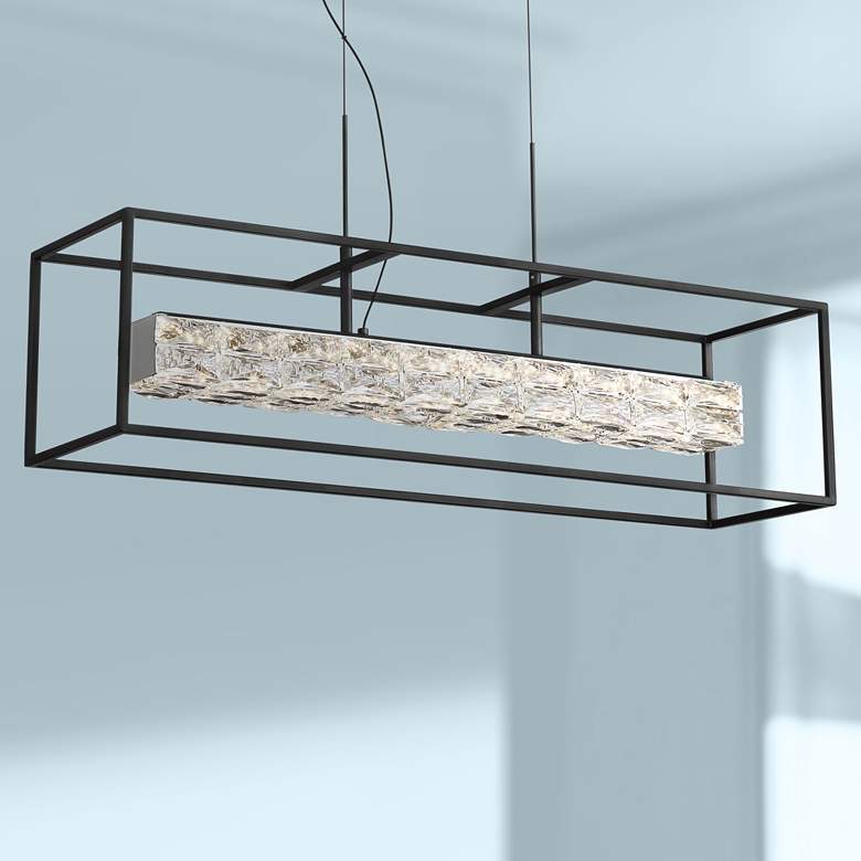 Image 1 Roxbury 35 1/2 inch Wide Black LED Kitchen Island Light Pendant