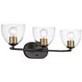 Roxie 24 5/8" Wide Matte Black 3-Light Bath Light with Clear Glass