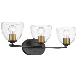 Roxie 24 5/8&quot; Wide Matte Black 3-Light Bath Light with Clear Glass