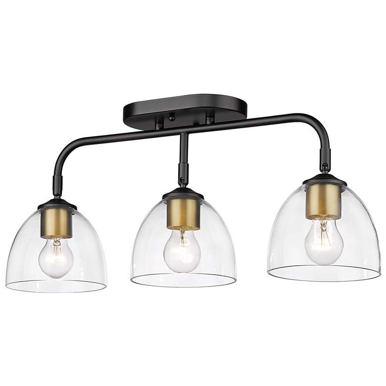 Image 1 Roxie 24 5/8" Wide Matte Black 3-Light Semi-Flush With Clear Glass