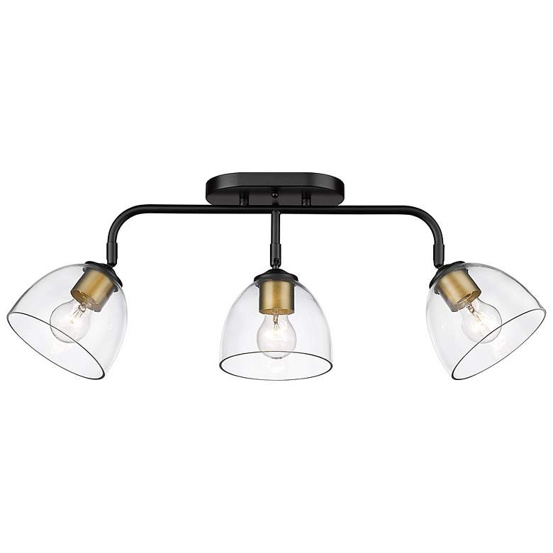 Image 2 Roxie 24 5/8" Wide Matte Black 3-Light Semi-Flush With Clear Glass more views