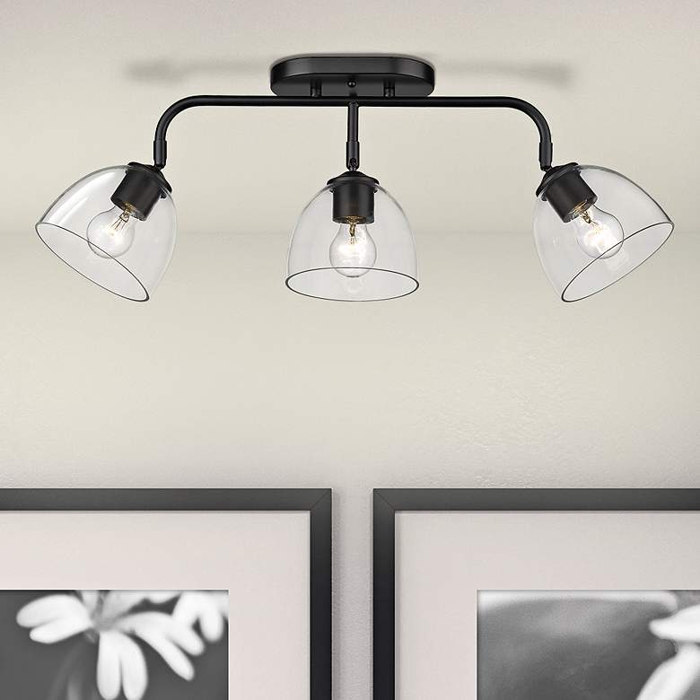 Image 2 Roxie 24 3/4" Wide Matte Black 3-Light Ceiling Light