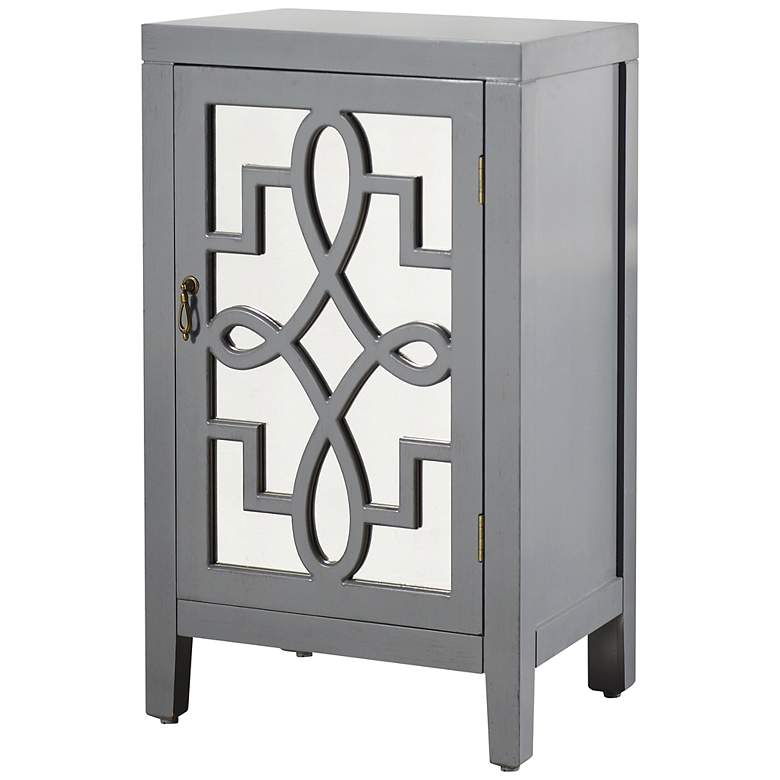 Image 2 Roxie 30.5 inch High Traditional Luxe Gray Scroll Nightstand