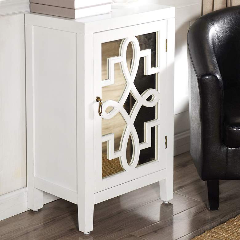 Image 1 Roxie 30.5" High Traditional Luxe White Scroll Nightstand