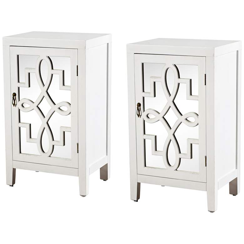 Image 1 Roxie 30.5" High Traditional Luxe White Scroll Nightstands Set of 2