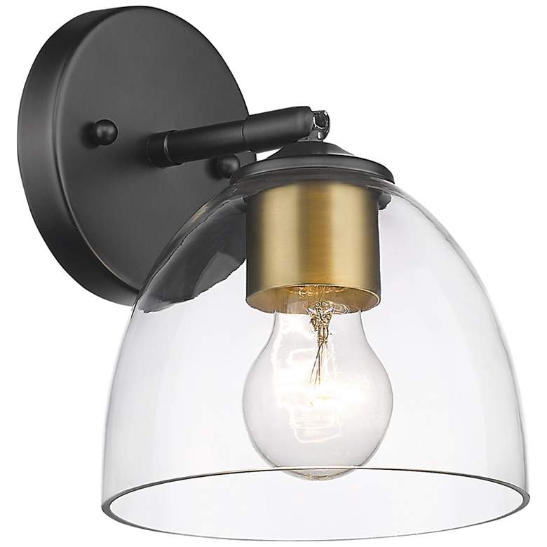 Image 1 Roxie 6 1/4 inch Wide Matte Black 1-Light Wall Sconce with Clear Glass