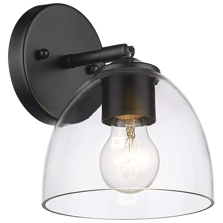 Image 1 Roxie 6 1/4" Wide Matte Black 1-Light Wall Sconce with Clear Glass