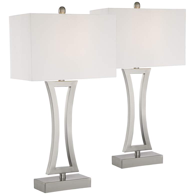 Image 2 Roxie Brushed Nickel Table Lamps Set of 2 with Smart Sockets