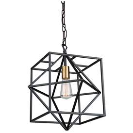Image1 of Roxton 1-Light Matte Black and Harvest Brass Metal Pendant