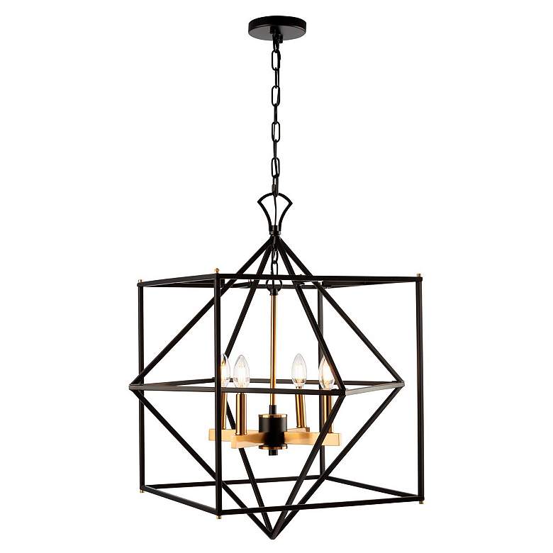 Image 4 Roxton 25" Wide Matte Black and Brass 4-Light Chandelier more views