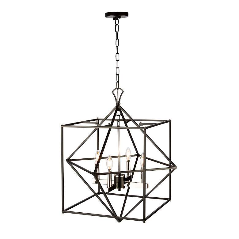 Image 5 Roxton 25" Wide Matte Black and Brass 4-Light Chandelier more views