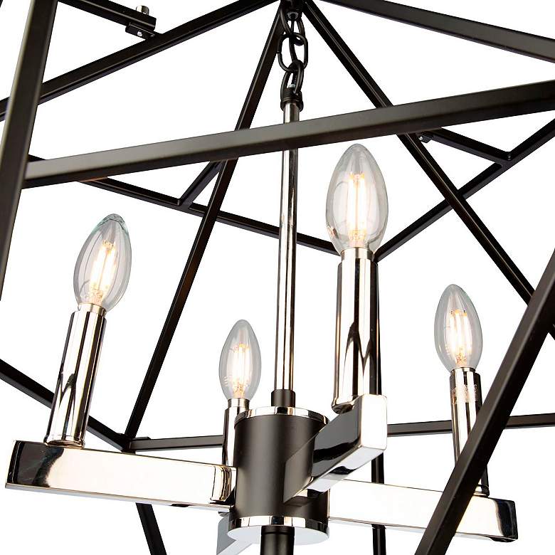 Image 6 Roxton 25" Wide Matte Black and Brass 4-Light Chandelier more views