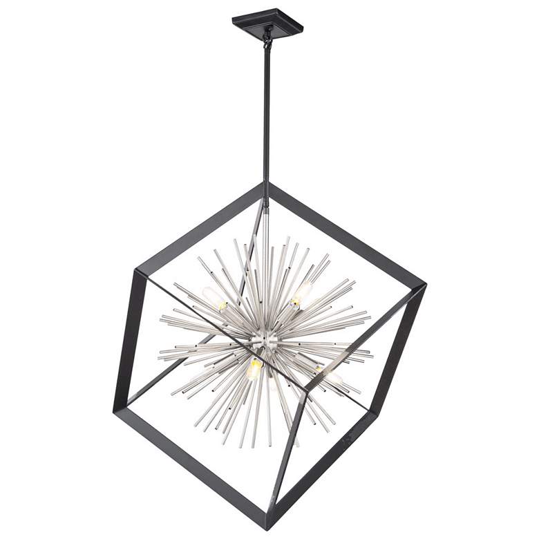Image 1 Roxton Transitional Matte Black and Polished Nickel Chandelier