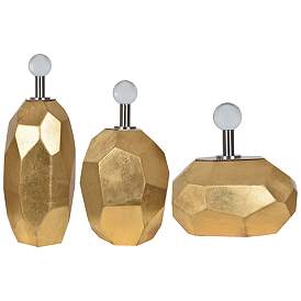 Image1 of Roxy Gold Leaf Modern Vases - Set of 3