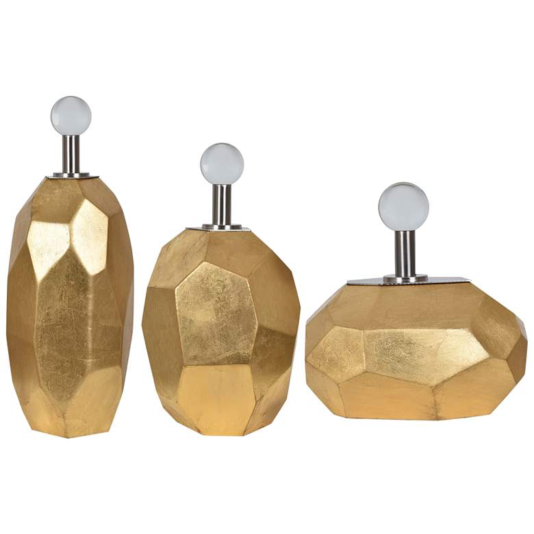 Image 1 Roxy Gold Leaf Modern Vases - Set of 3