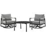 Royal and Tiffany 3 Piece Outdoor Swivel Seating Set in Aluminum with Teak